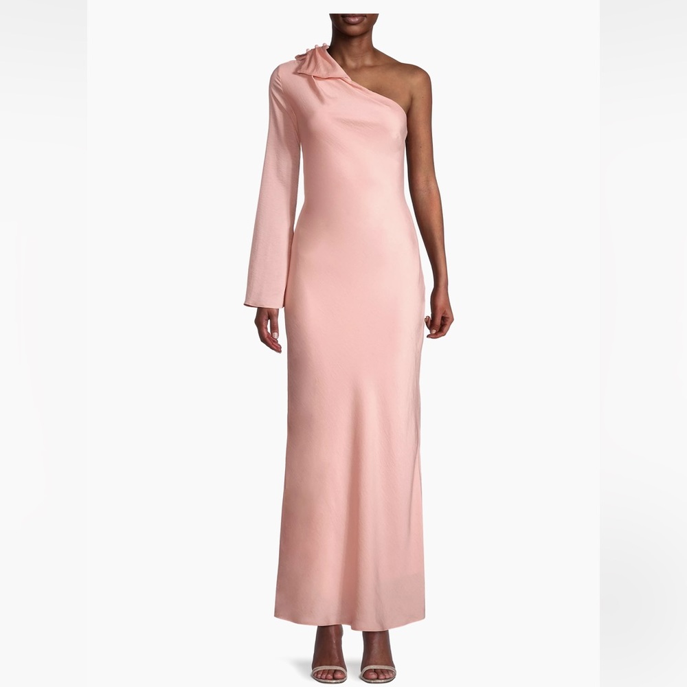 Significant Other - Rhiannon Asymmetrical Bow Satin Maxi Dress in Sorbet